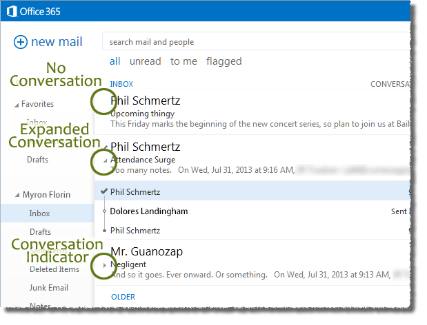 outlook conversation view options